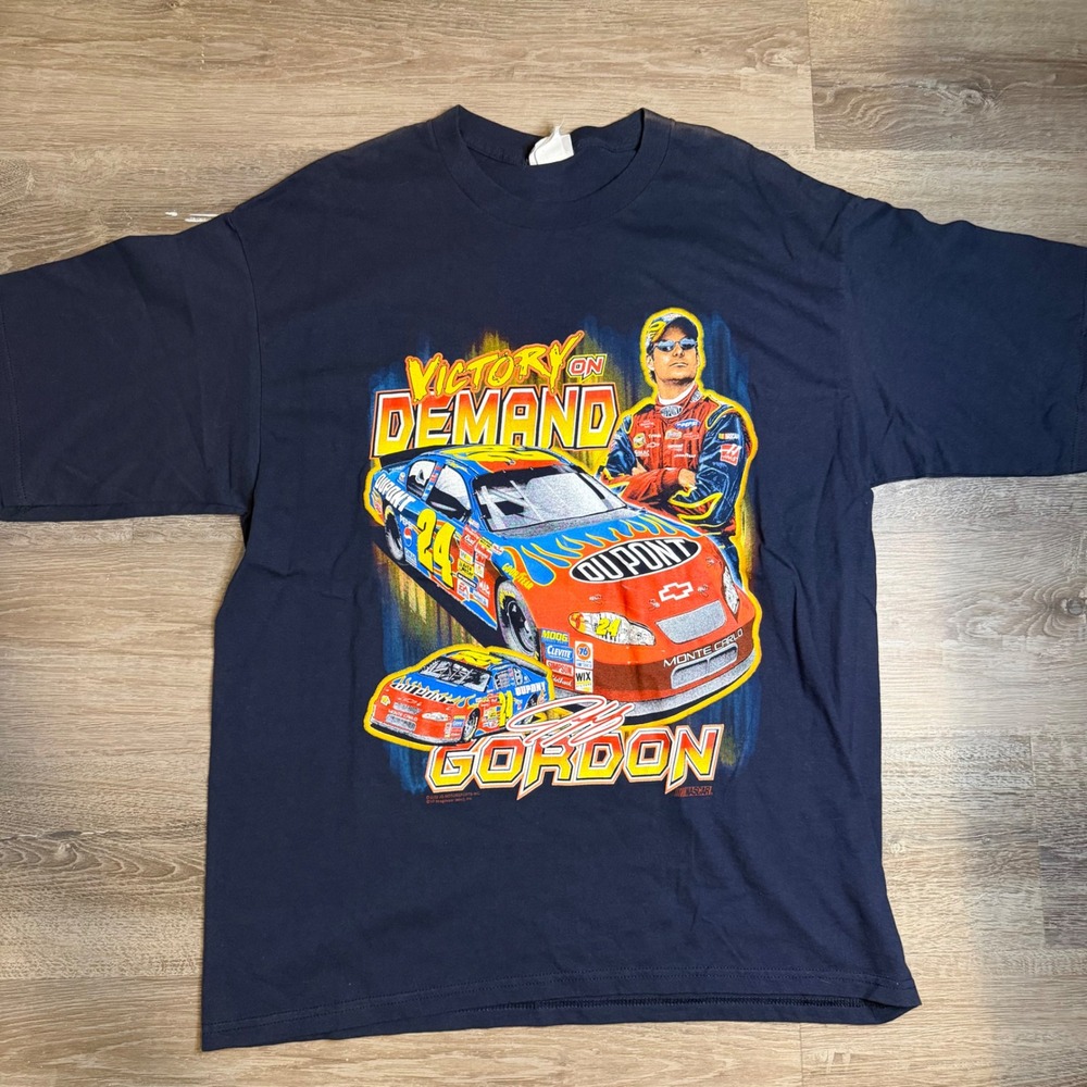 Vintage 2002 Jeff Gordon NASCAR T-Shirt Chase Authentics Navy Blue XL 24 DuPont